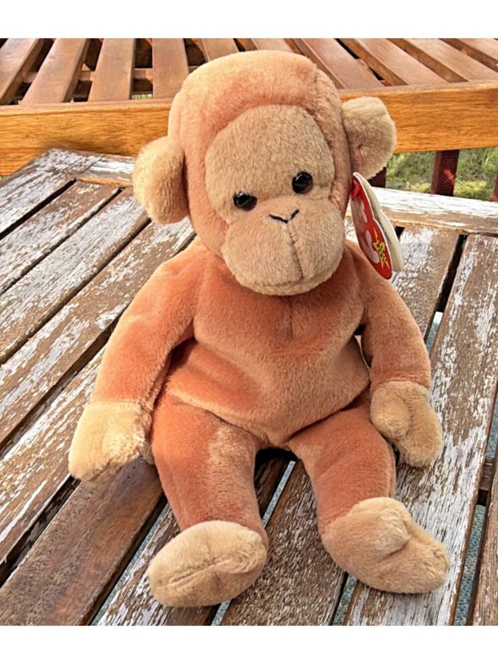 Vintage Ty Beanie Babies Bongo Monkey Beanbag Plush Stuffed Animal 1995 Hang Tag